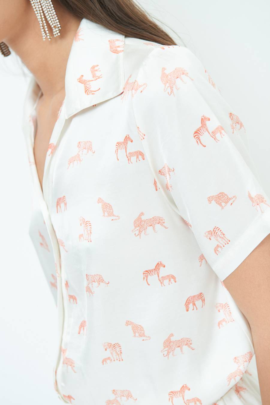 Kikisix CAMICIA MEZZA MANICA STAMPA ARANCIO ACQUISTA ORA