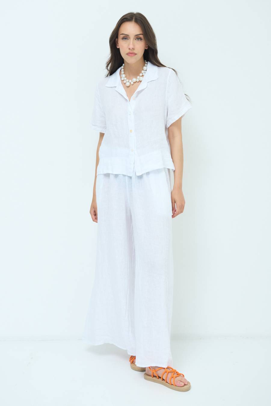 Kikisix CAMICIA LINO MEZZA MANICA BIANCO Fino al 65% di sconto