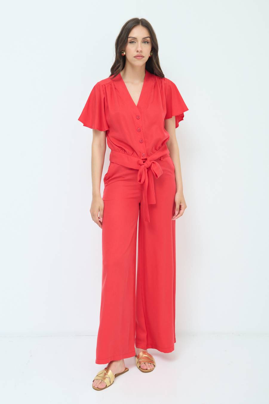 Kikisix CAMICIA SCOLLO AMPIO ROSSO Only for today