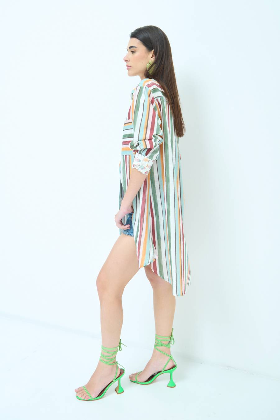 Kikisix CAMICIONE INSERTO RIGA. FANTASIA PESCE VERDE/OCRA Discount Store per i nuovi prodotti