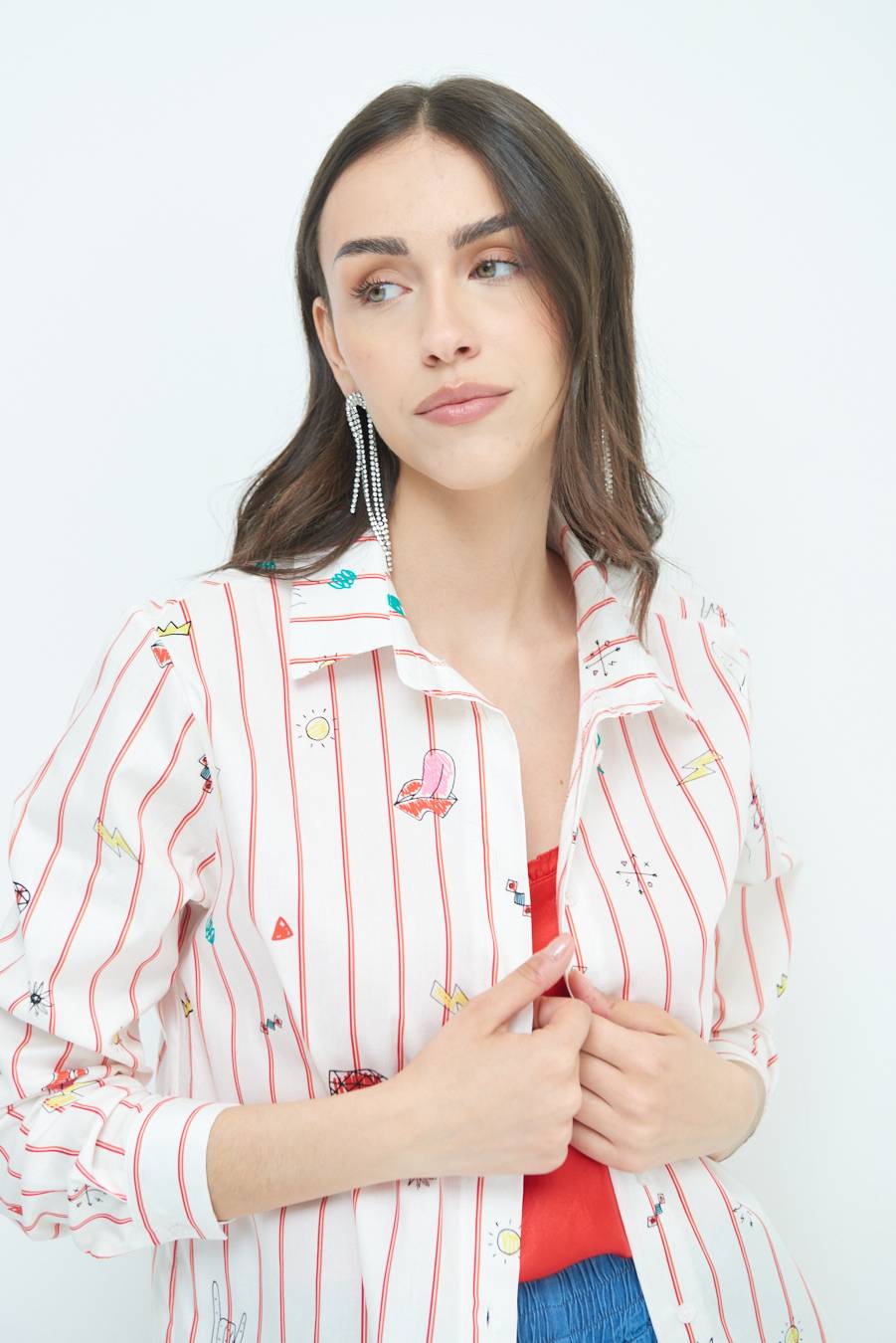 Kikisix CAMICIA ABITO FANTASIA ROSSO/BURRO Super sconto