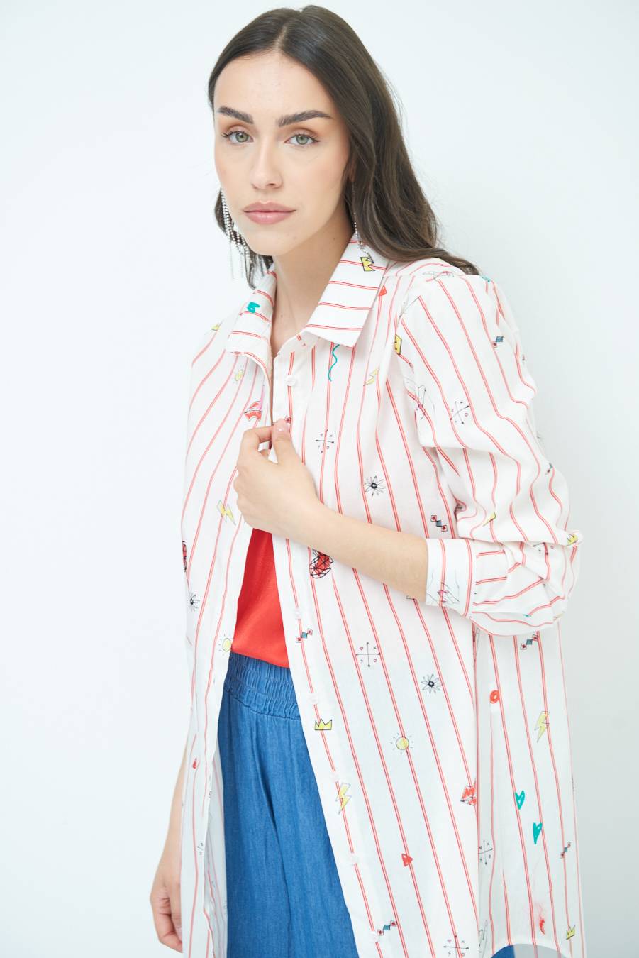 Kikisix CAMICIA ABITO FANTASIA ROSSO/BURRO Super sconto
