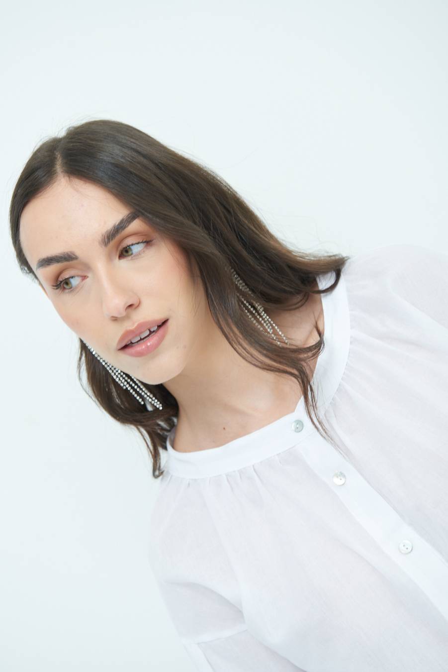 Kikisix CAMICIA SCOLLO INCRESPATO COTONE BIANCO Limitato a 3 giorni