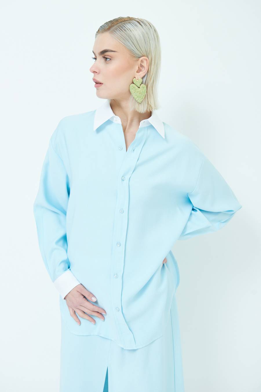 Kikisix CAMICIA COLLETTO B.CO CELESTE Black Friday Prezzi