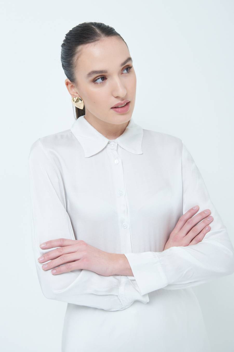 Kikisix CAMICIA RASO VISCOSA BEIGE Sconti questo mese