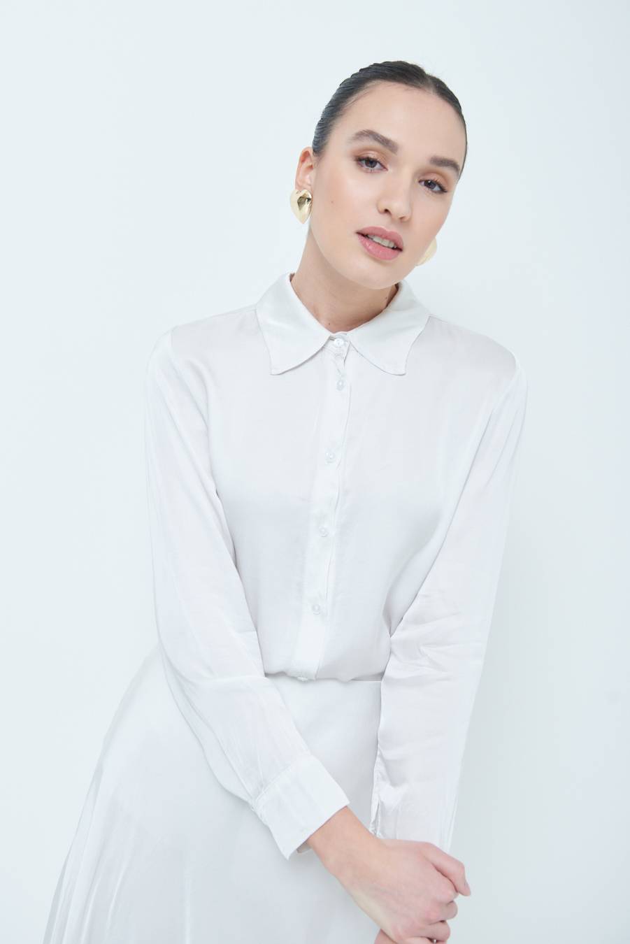 Kikisix CAMICIA RASO VISCOSA BEIGE Sconti questo mese