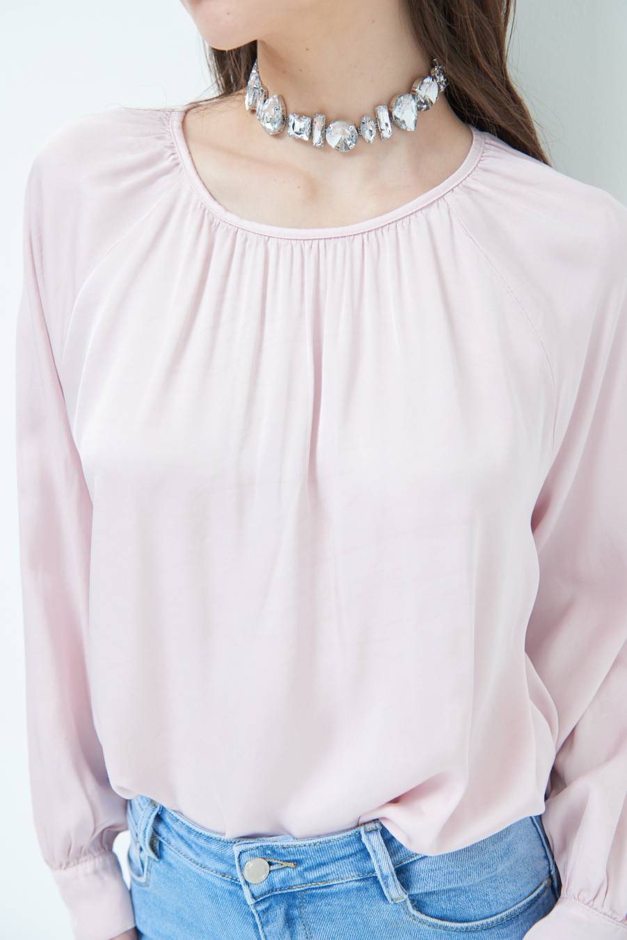 Kikisix CASACCA RASO VISCOSA INCRESPATA COLLO ROSA Offerte
