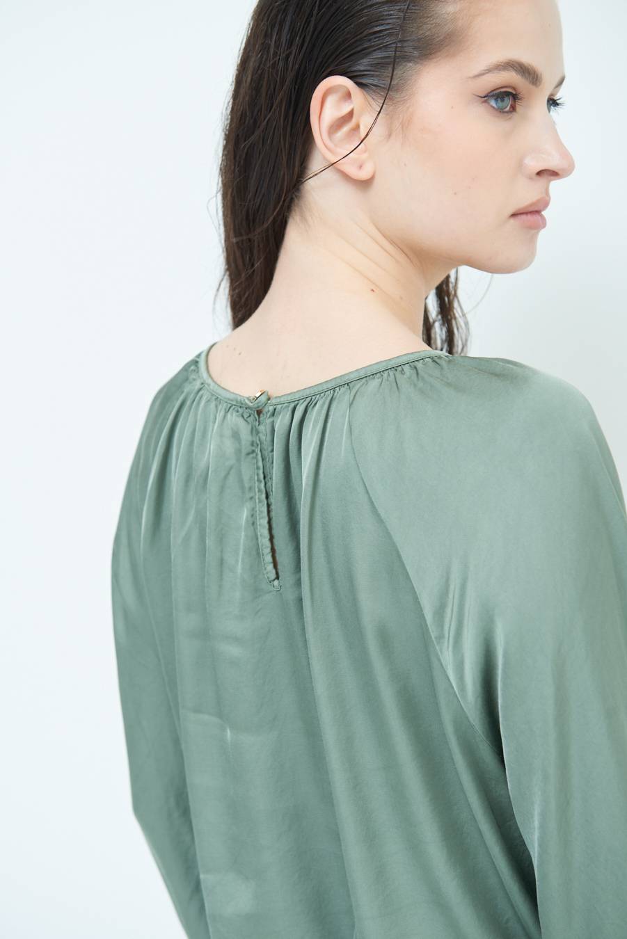Kikisix CASACCA RASO VISCOSA INCRESPATA COLLO MILITARE Hotsell