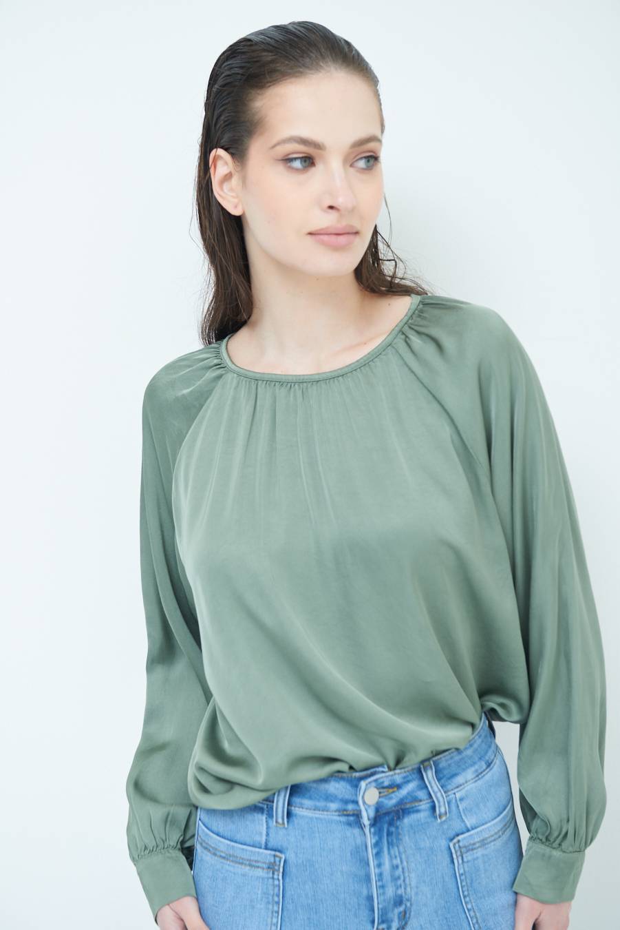 Kikisix CASACCA RASO VISCOSA INCRESPATA COLLO MILITARE Hotsell