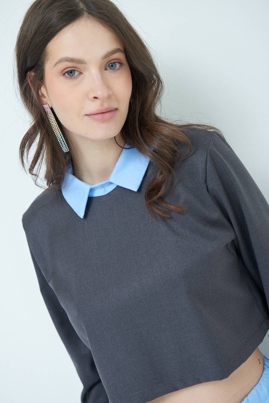 Kikisix CASACCA FINTA CAMICIA CELESTE/GRIGIO I Più Venduti