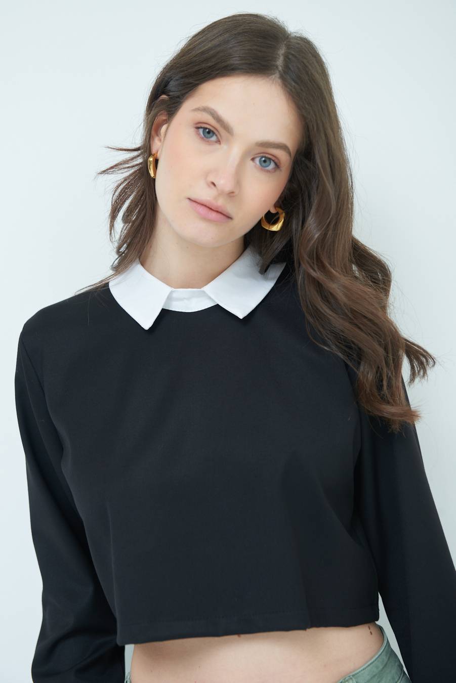 Kikisix CASACCA FINTA CAMICIA BIANCO/NERO Vendite Flash