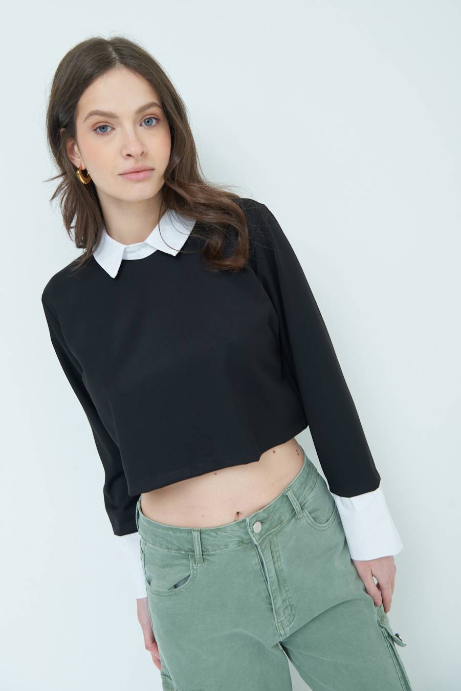 Kikisix CASACCA FINTA CAMICIA BIANCO/NERO Vendite Flash