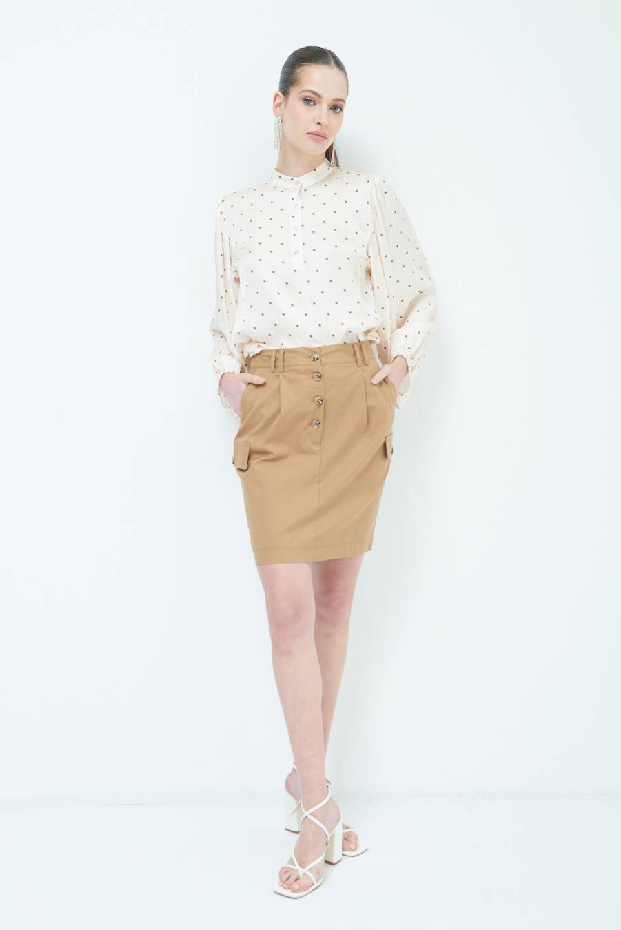 Kikisix MINIGONNA TASCONI BEIGE Prezzo di fabbrica