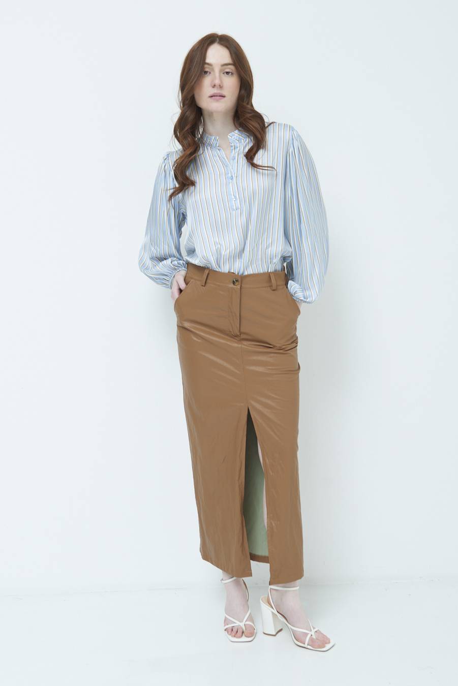 Kikisix GONNA ECOPELLE STROPICCIATA BEIGE Grandi sconti