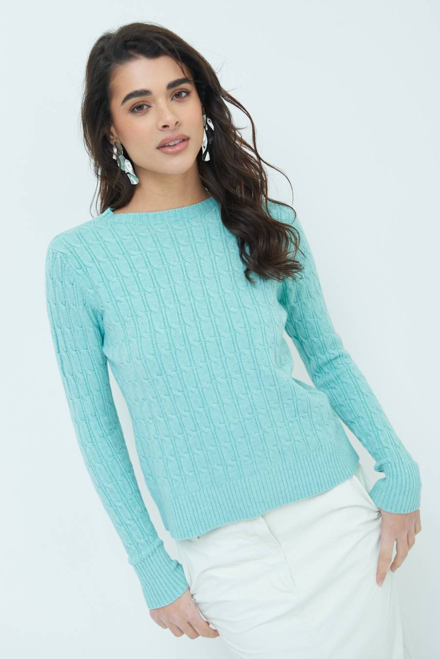 Kikisix MAGLIA PARICOLLO DISEGNO TRECCIA MENTA Nuovi prodotti
