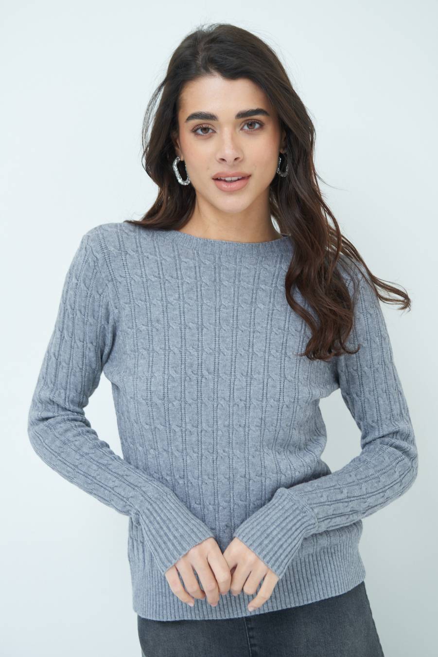 Kikisix MAGLIA PARICOLLO DISEGNO TRECCIA GRIGIO Bestseller