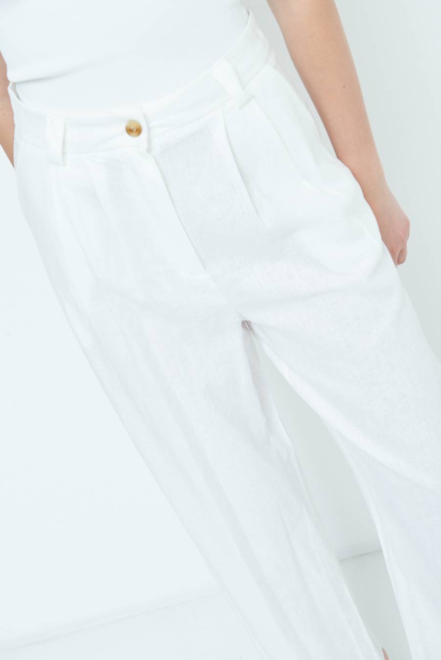 Kikisix PANTA PALAZZO CON PINCE BIANCO Sconti VIP