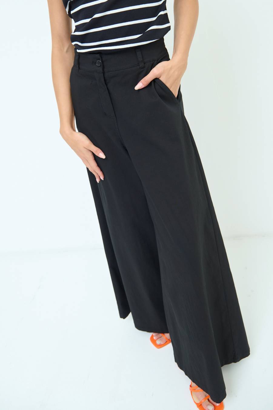 Kikisix PANTALONE PALAZZO COTONE NERO Only for today