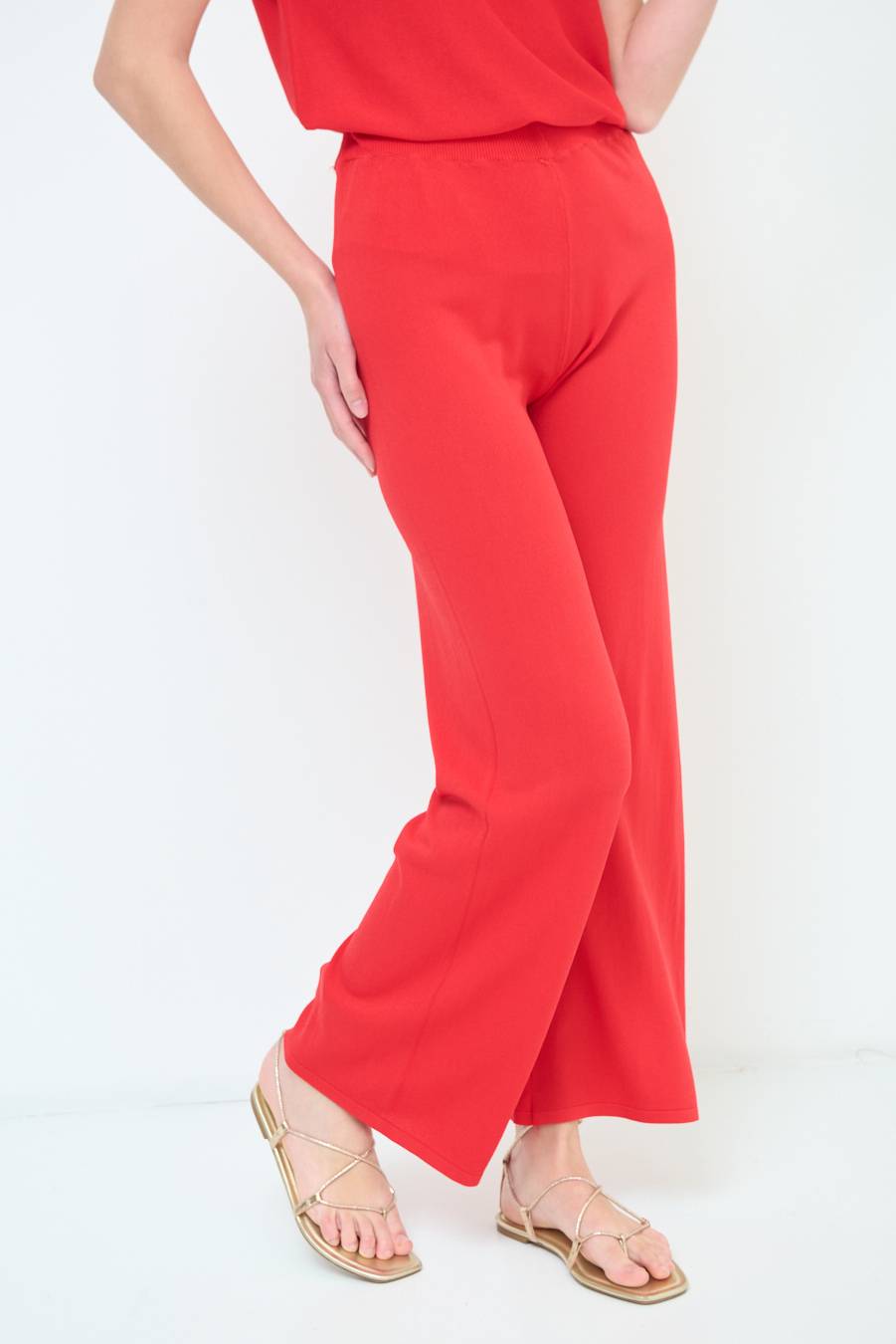 Kikisix PANTALONE PALAZZO MAGLIERIA ROSSO Offerta speciale della fabbrica