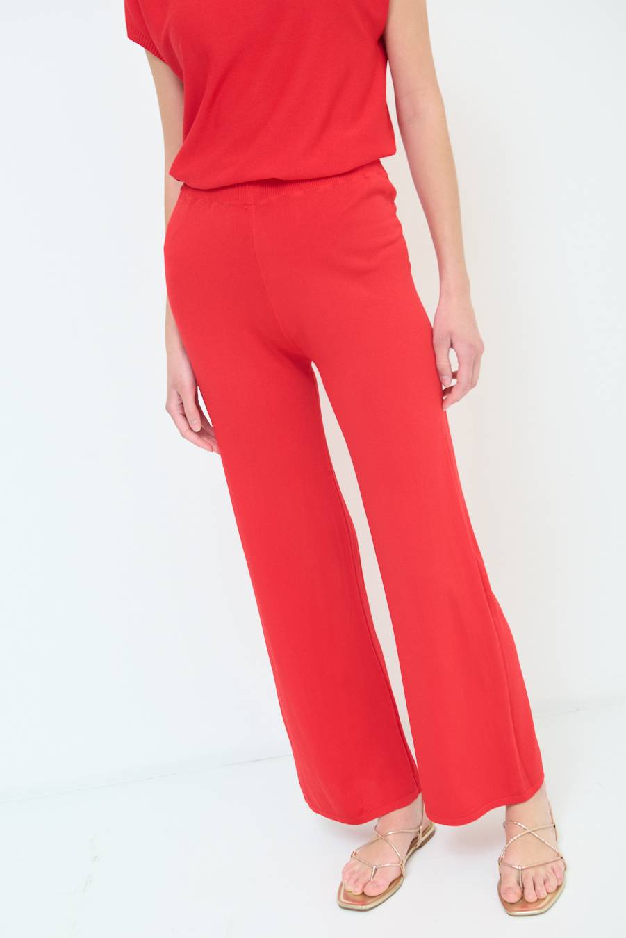 Kikisix PANTALONE PALAZZO MAGLIERIA ROSSO Offerta speciale della fabbrica