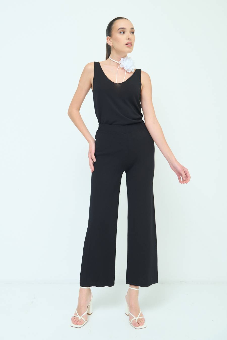 Kikisix PANTALONE PALAZZO MAGLIERIA NERO Discount Store per i nuovi prodotti
