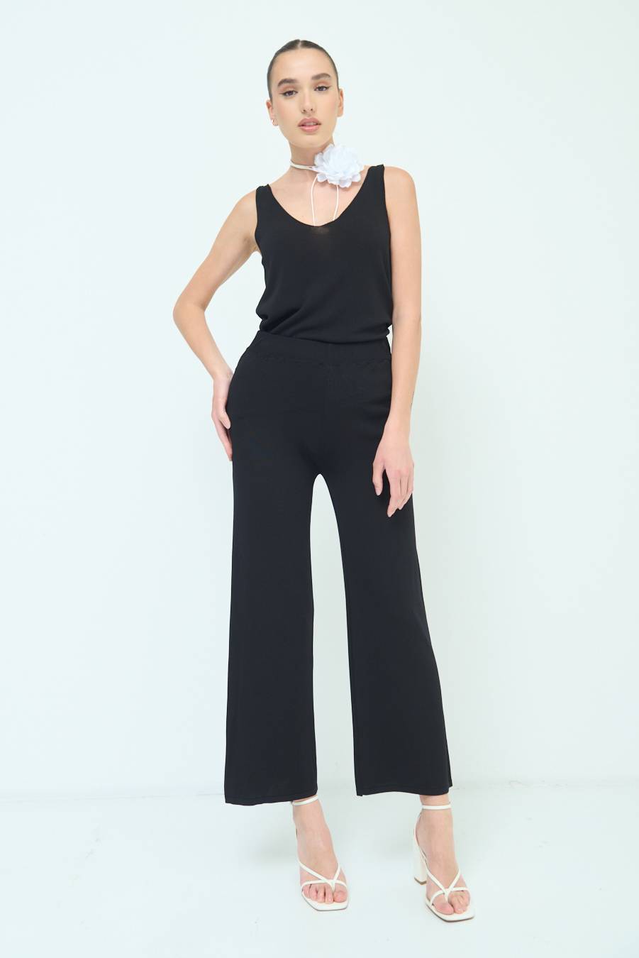 Kikisix PANTALONE PALAZZO MAGLIERIA NERO Discount Store per i nuovi prodotti