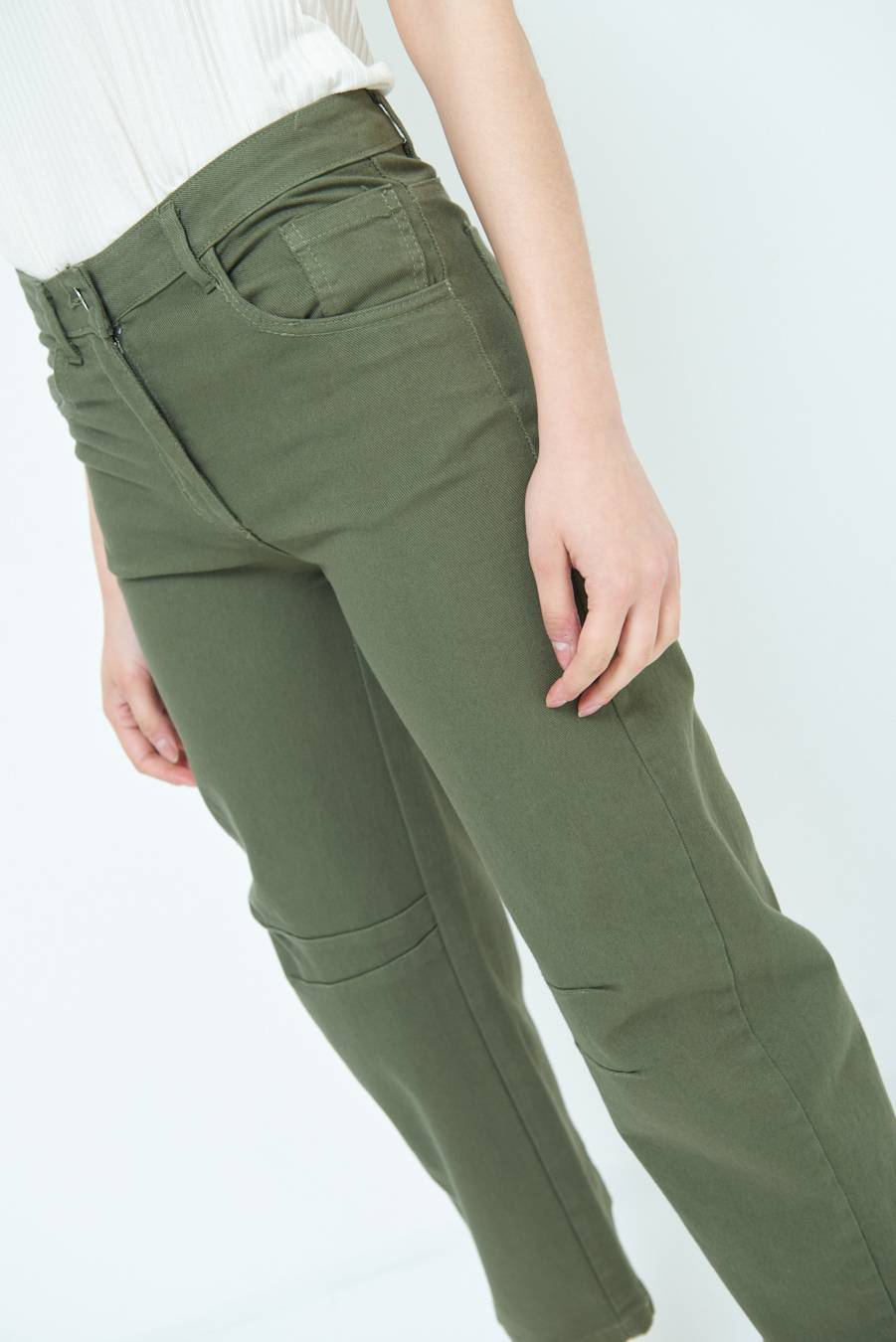 Kikisix PANTALONE LINEA UOVO VERDE MILITARE Trasporto libero internazionale