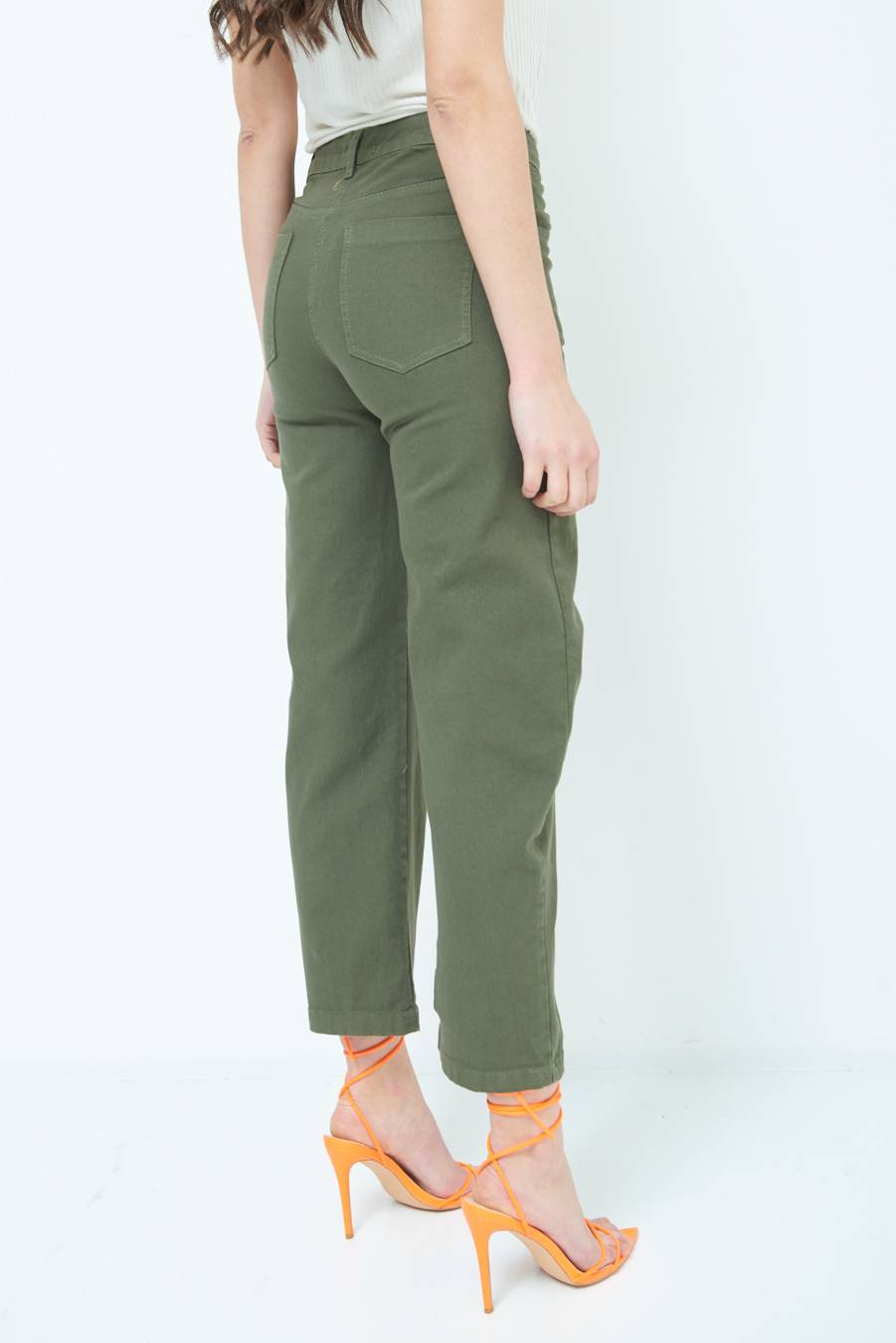 Kikisix PANTALONE LINEA UOVO VERDE MILITARE Trasporto libero internazionale