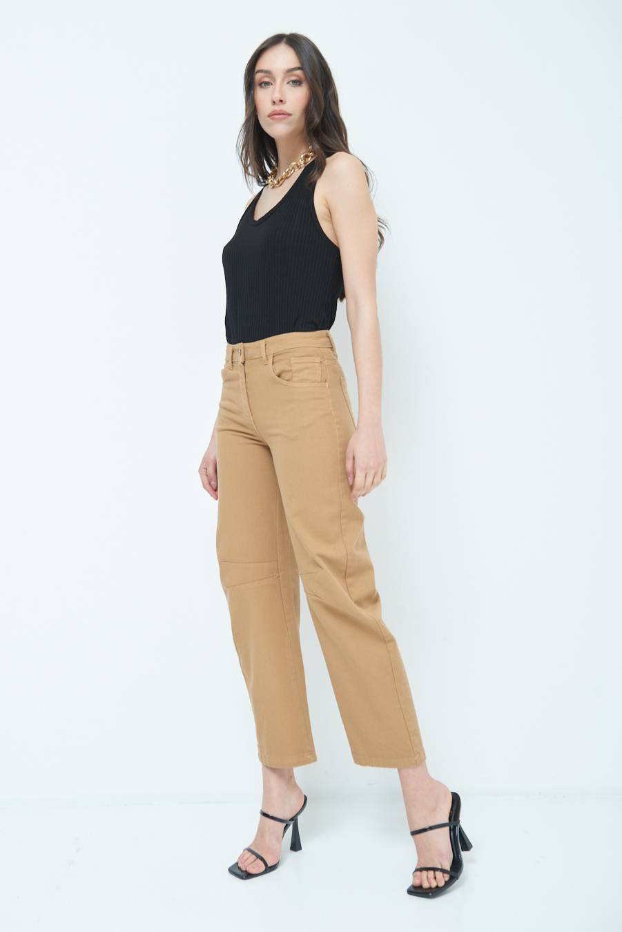 Kikisix PANTALONE LINEA UOVO CAMMELLO Esporta salva