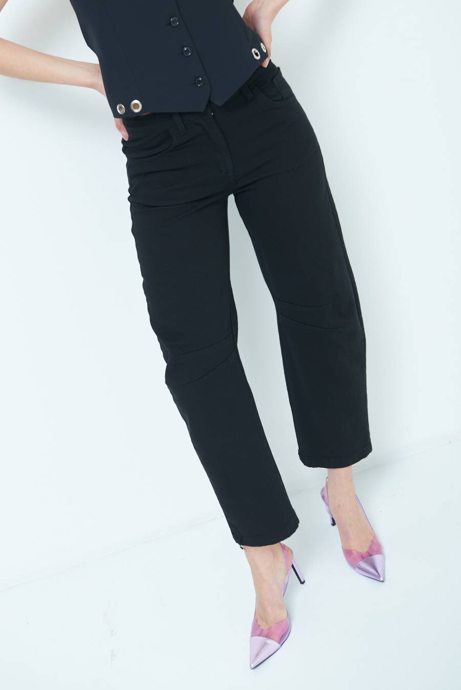 Kikisix PANTALONE LINEA UOVO NERO Black Friday Prezzi