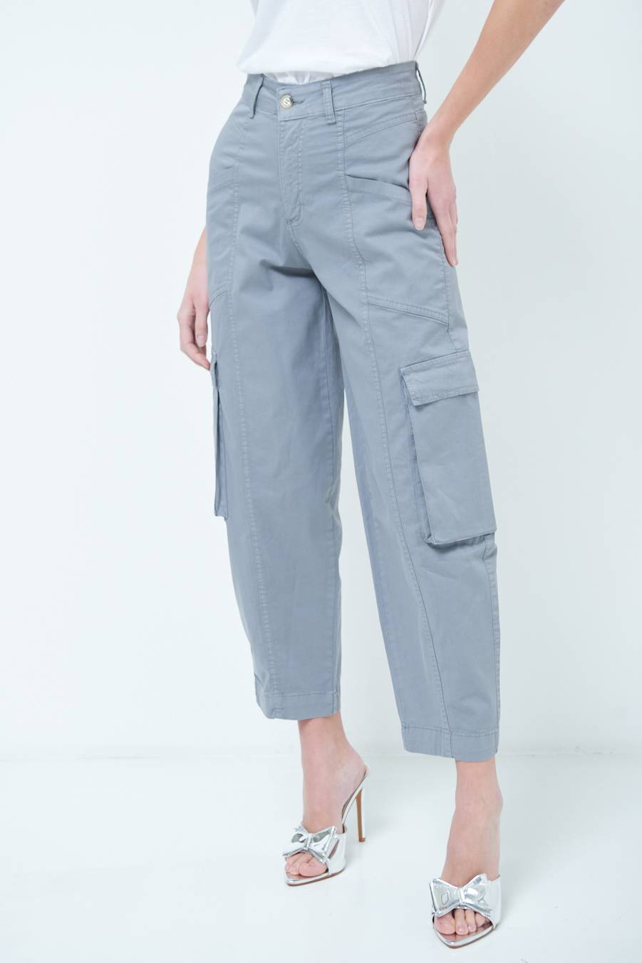 Kikisix PANTALONE TASCONI GRIGIO Nuovo