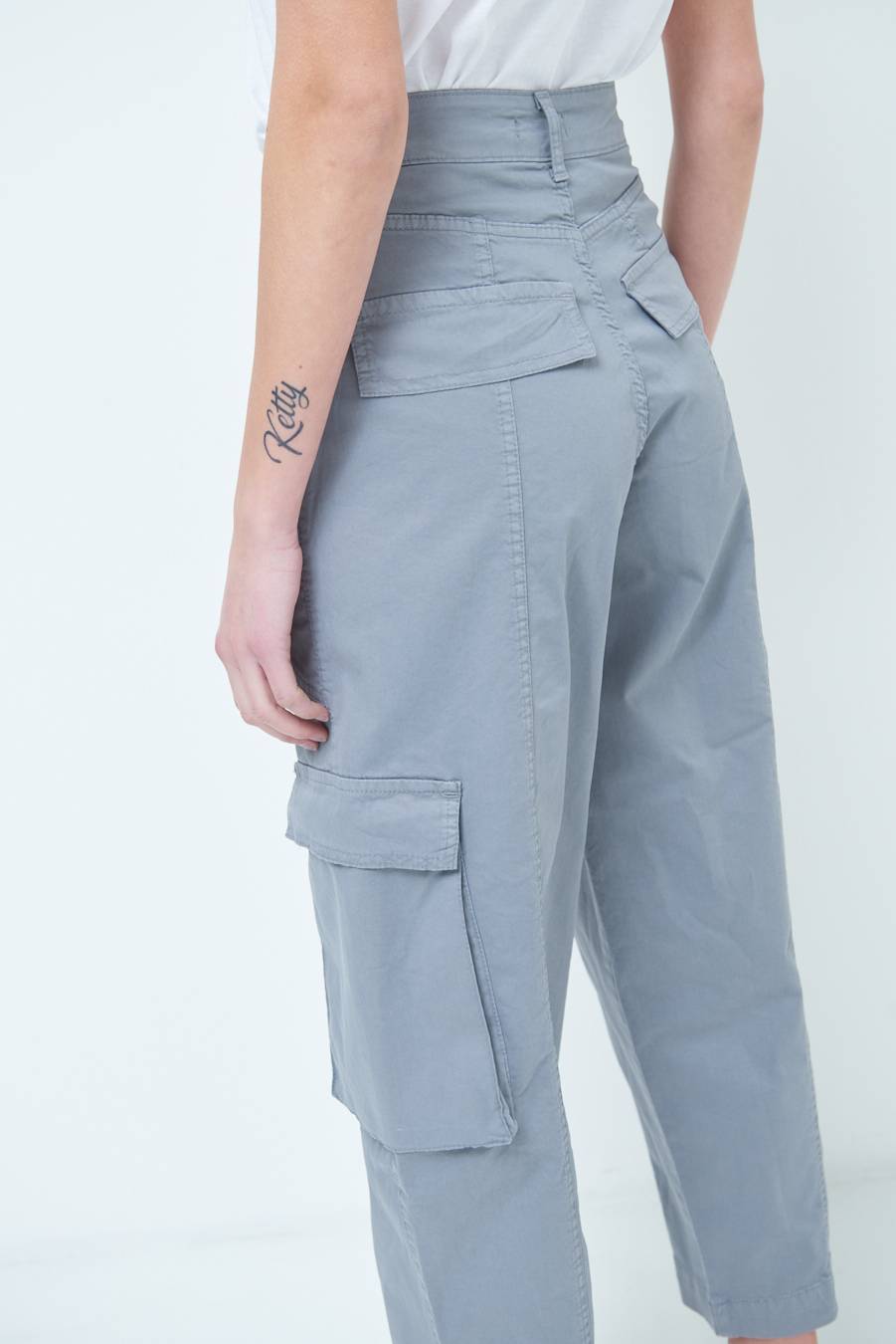 Kikisix PANTALONE TASCONI GRIGIO Nuovo