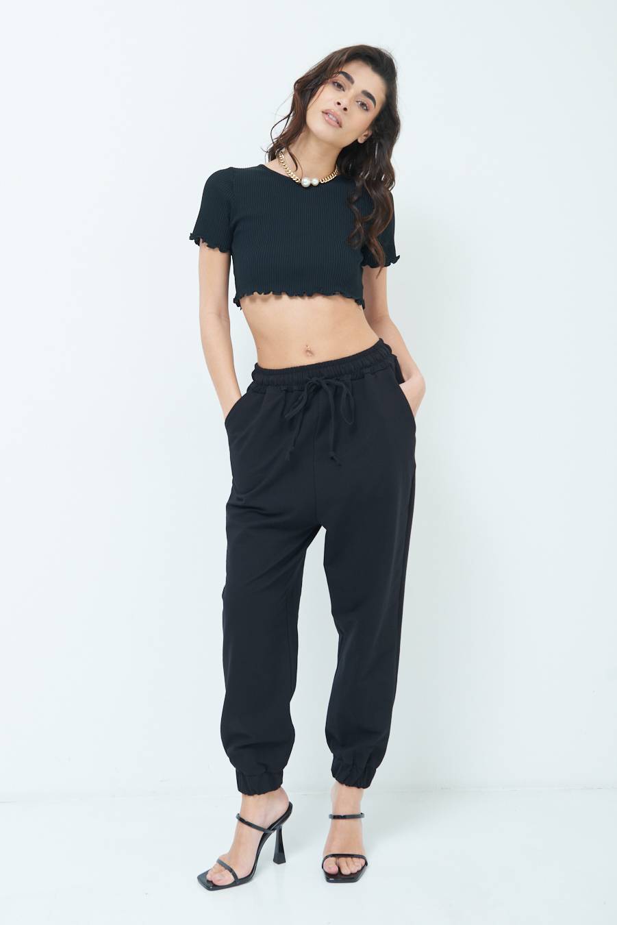 Kikisix PANTALONE TUTA NERO Qualità Garantita