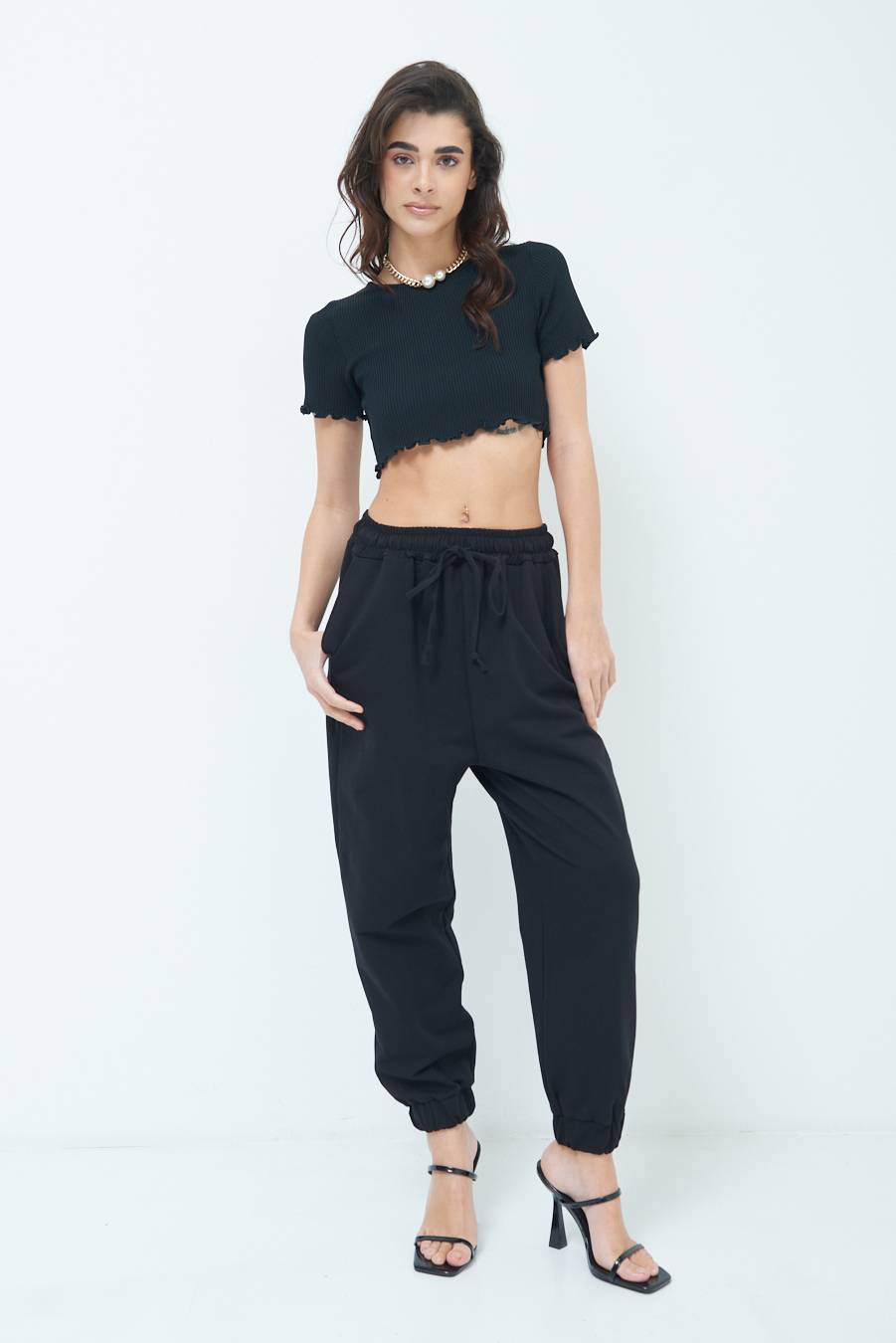 Kikisix PANTALONE TUTA NERO Qualità Garantita