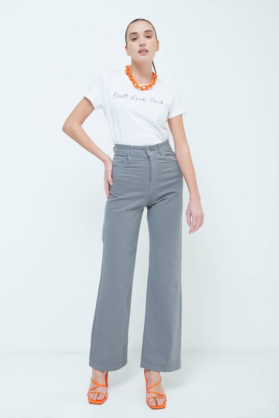 Kikisix PANTALONE PALAZZO GRIGIO Consegna Veloce