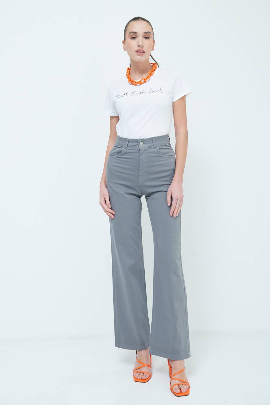 Kikisix PANTALONE PALAZZO GRIGIO Consegna Veloce