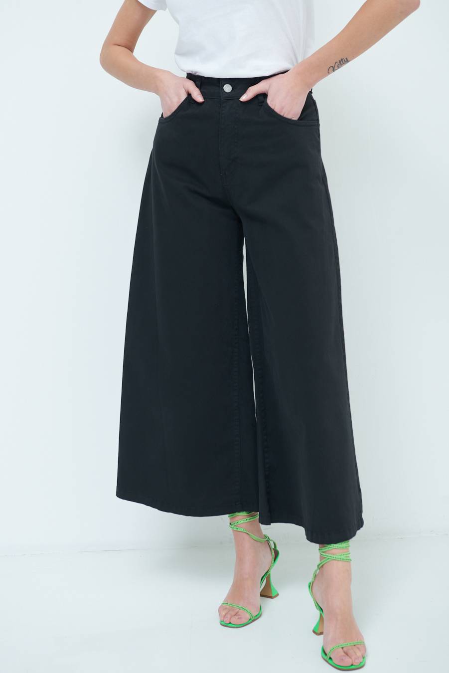 Kikisix PANTALONE/GONNA GABARDINA NERO Affare Del Giorno