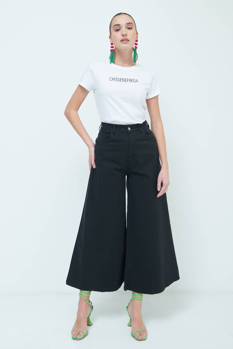 Kikisix PANTALONE/GONNA GABARDINA NERO Affare Del Giorno