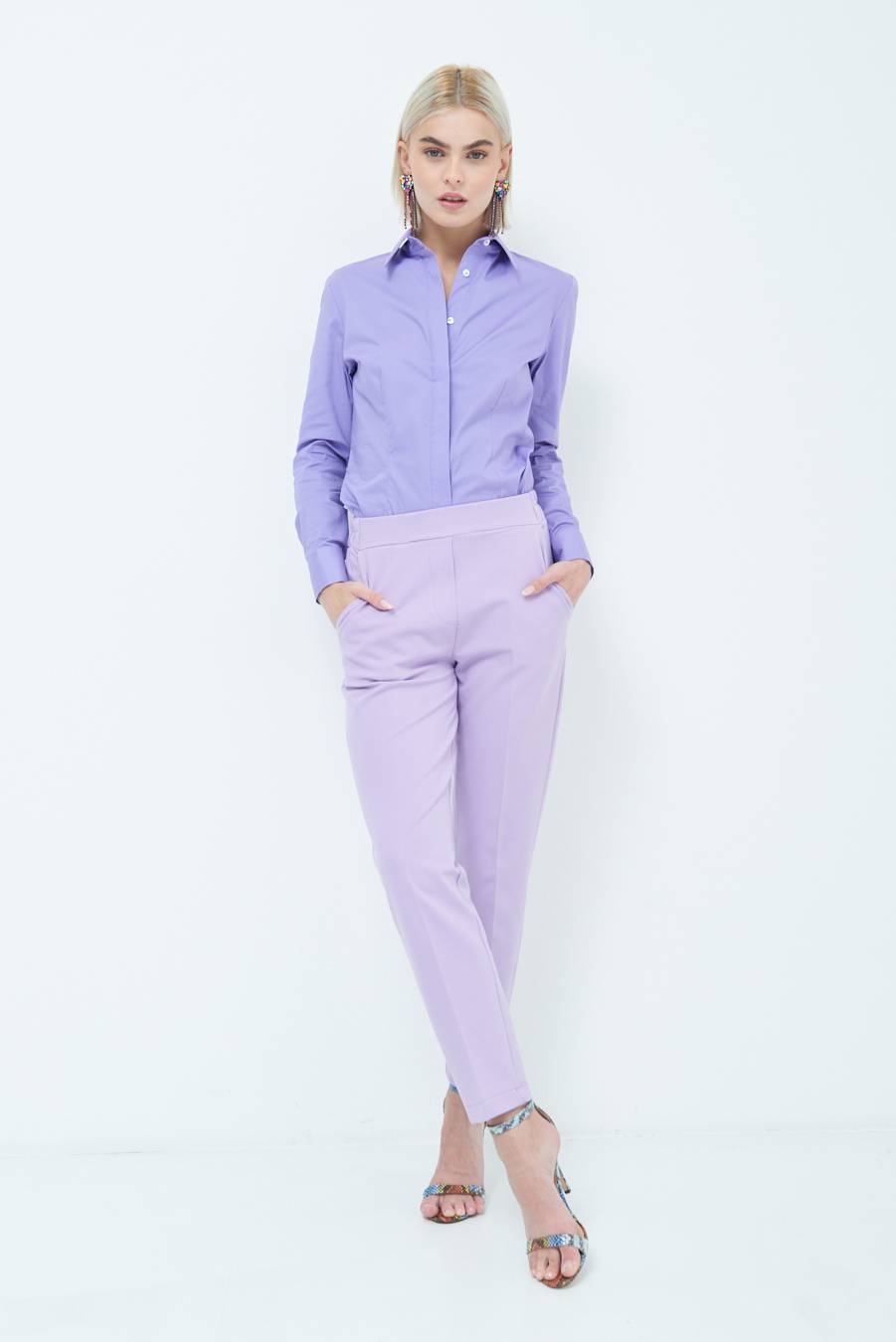 Kikisix PANTALONE SIGARETTA LILLA Sottocosto