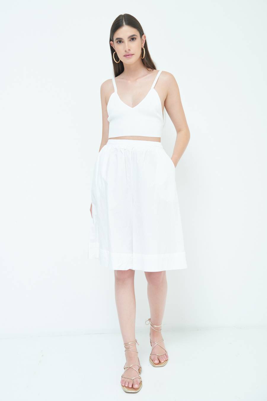 Kikisix PANTALONE CROP CON RISVOLTO BURRO Economico