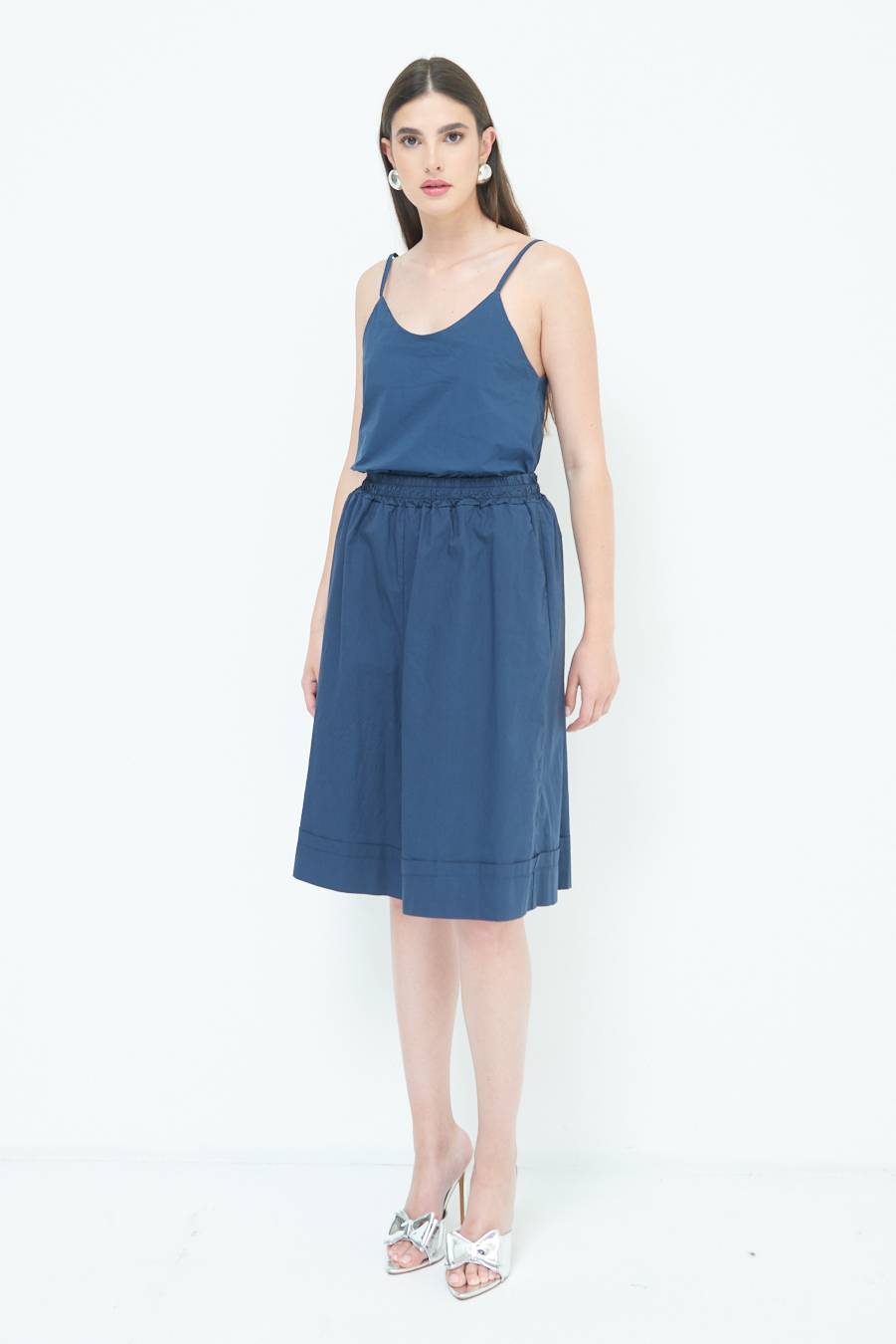 Kikisix PANTALONE CROP CON RISVOLTO BLU Online