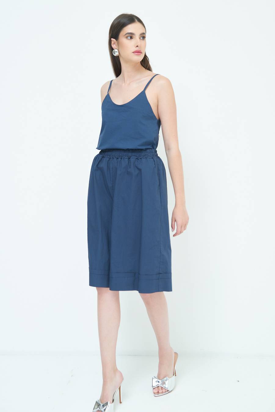 Kikisix PANTALONE CROP CON RISVOLTO BLU Online