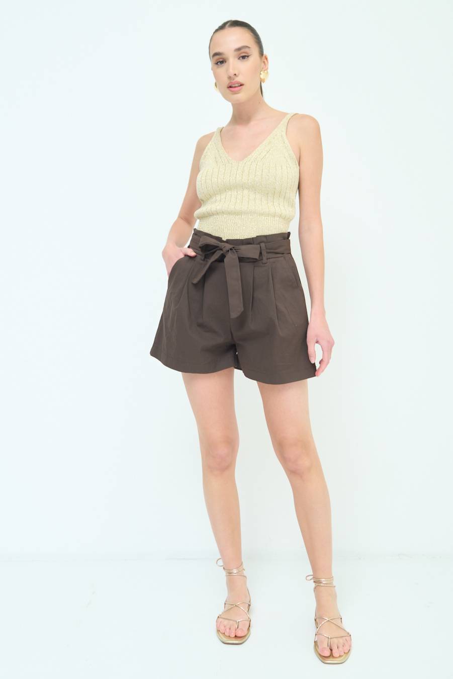 Kikisix SHORT CON CINTURA FASCIA MORO Saldi