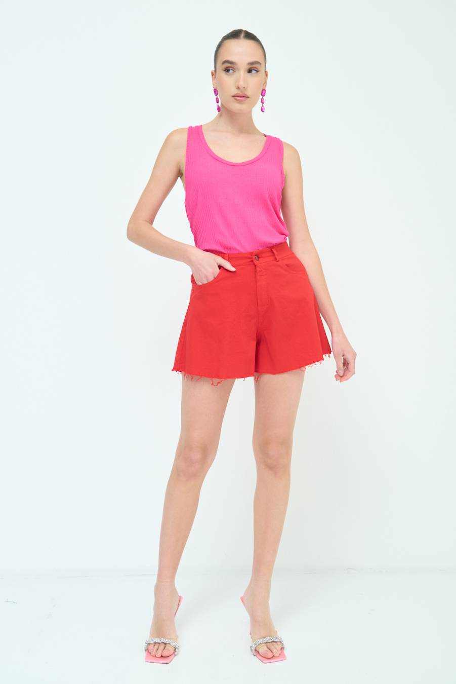 Kikisix SHORT/GONNA COTONE ROSSO Vendita Economica