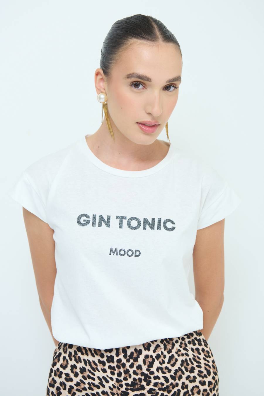 Kikisix T-SHIRT ''GIN TONIC'' NERO Spedizione gratuita