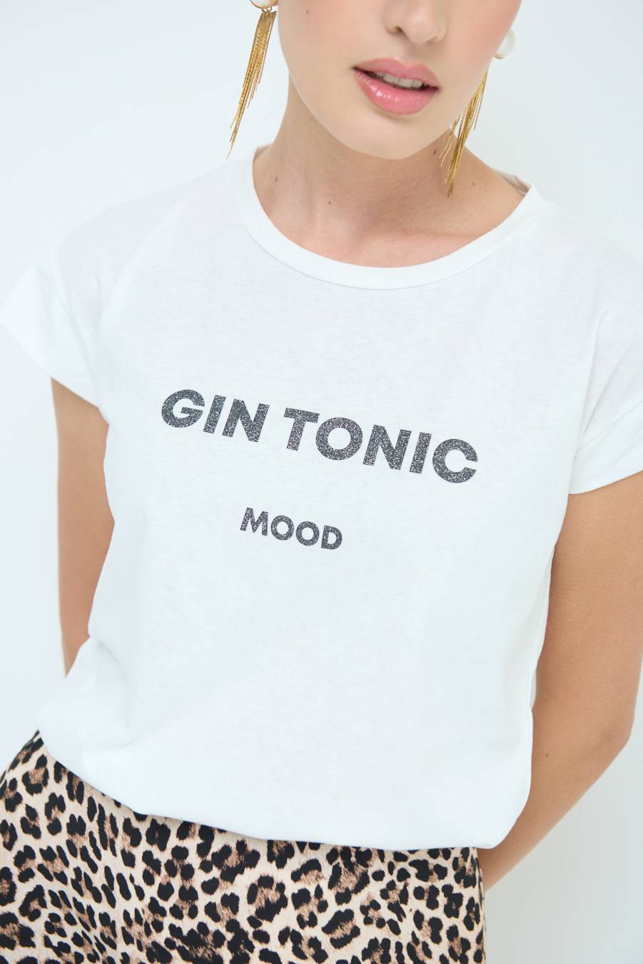 Kikisix T-SHIRT ''GIN TONIC'' NERO Spedizione gratuita
