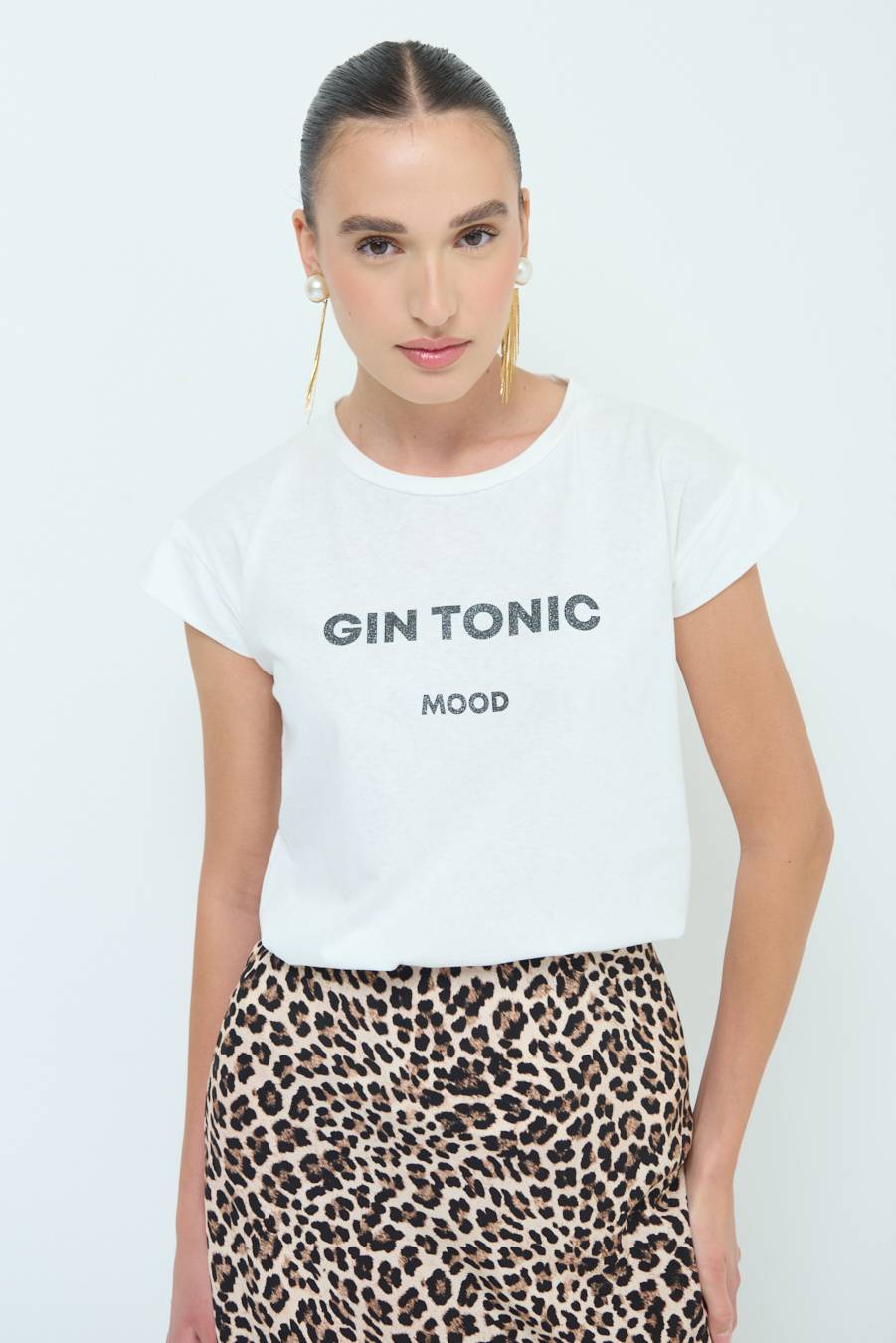Kikisix T-SHIRT ''GIN TONIC'' NERO Spedizione gratuita
