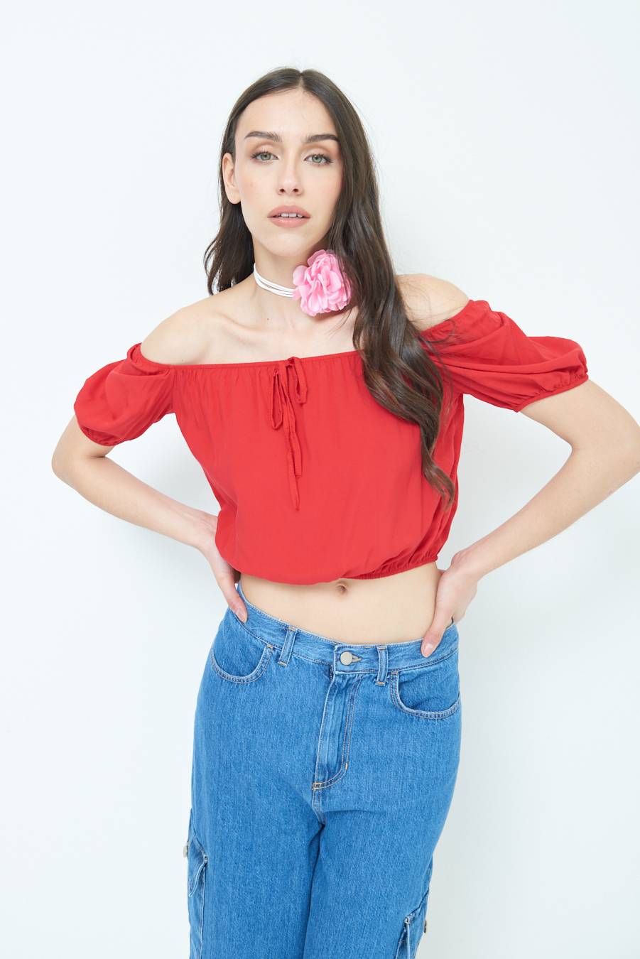 Kikisix TOP SCOLLO SCHIFFER ROSSO INDIA Nuovi prodotti