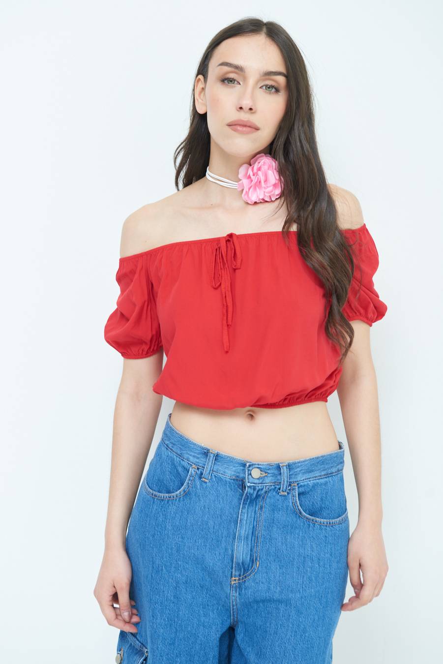 Kikisix TOP SCOLLO SCHIFFER ROSSO INDIA Nuovi prodotti