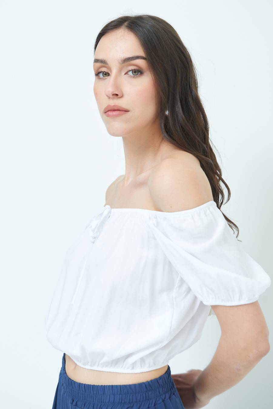 Kikisix TOP SCOLLO SCHIFFER BIANCO Offerte stagionali
